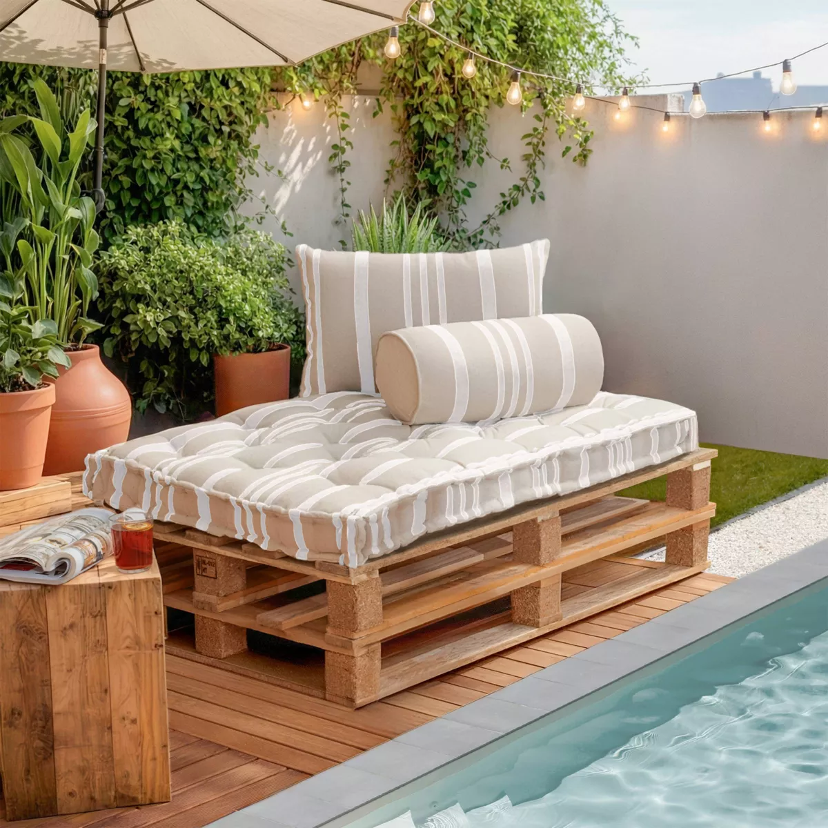 Cuscino per pallet da esterno rettangolare (120 x 80 cm) Nautira Bianco