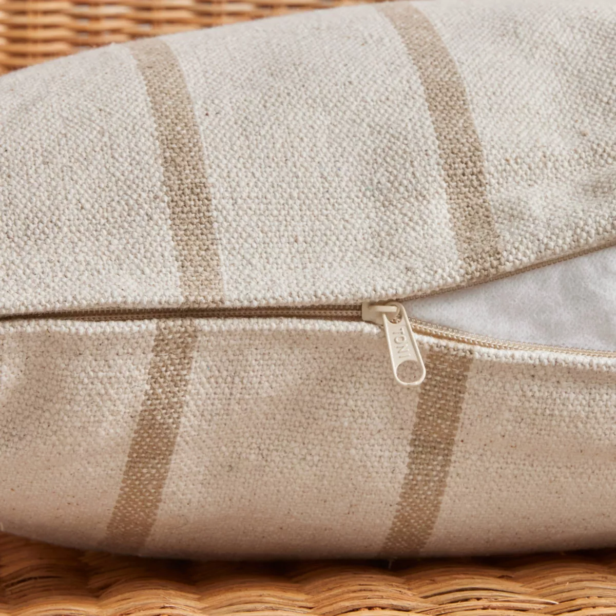 Rechteckiges Outdoor-Kissen aus Baumwollcanvas (60 x 40 cm) Ocealys Beige
