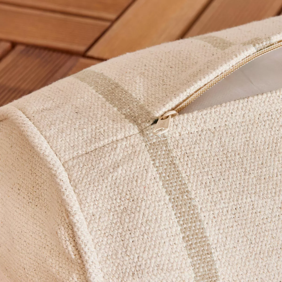 Cuscino da esterno in tela di cotone polochon (45 x 20 cm) Ocealys Beige