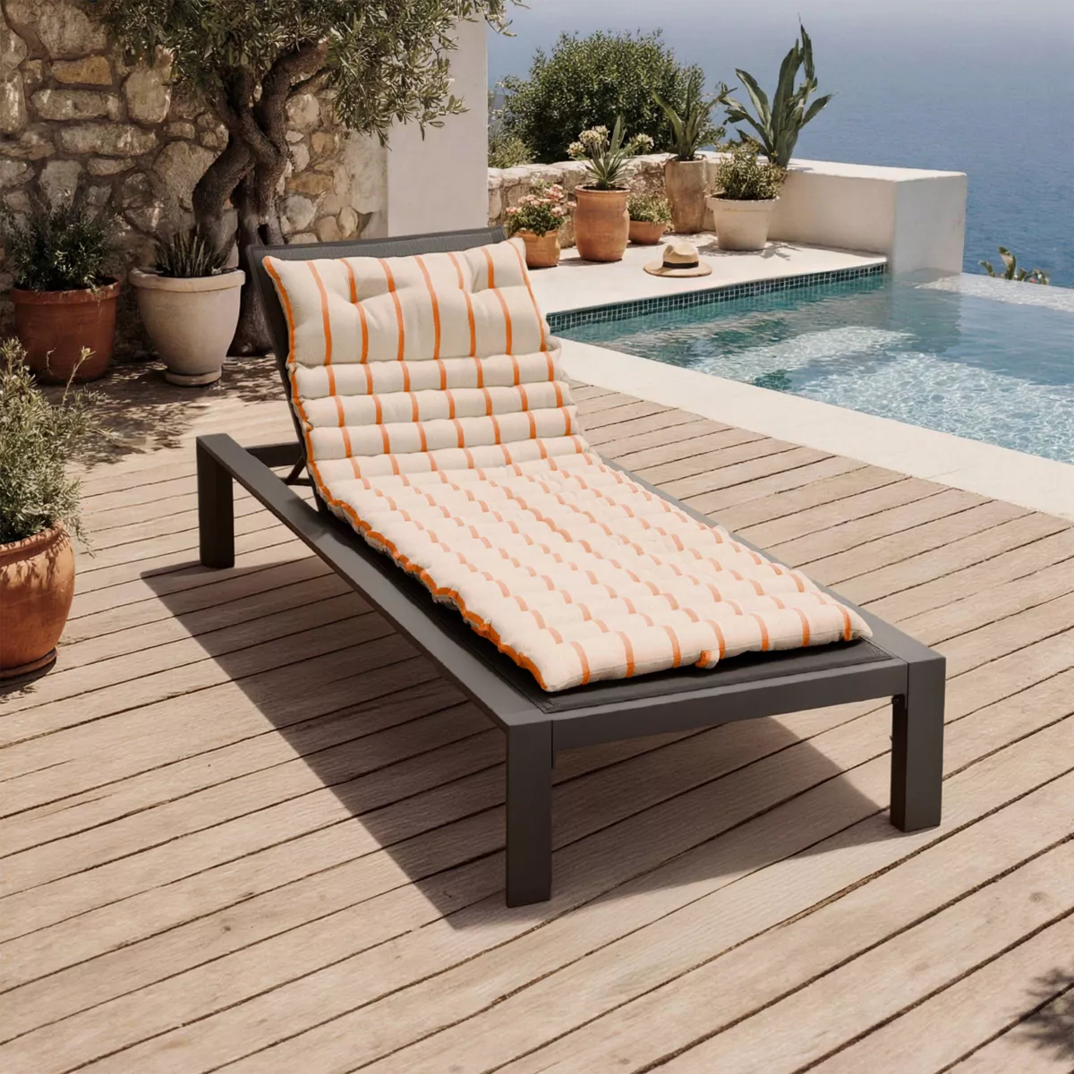 Cuscino per sdraio arrotolabile (60 x 180 cm) Ocealys Corallo