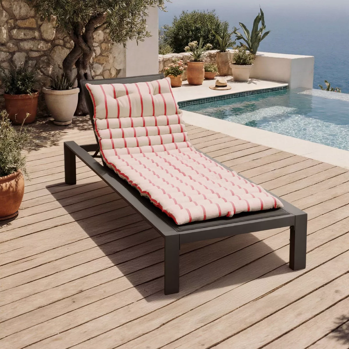 Cuscino da sdraio avvolgibile (60 x 180 cm) Ocealys Rosso