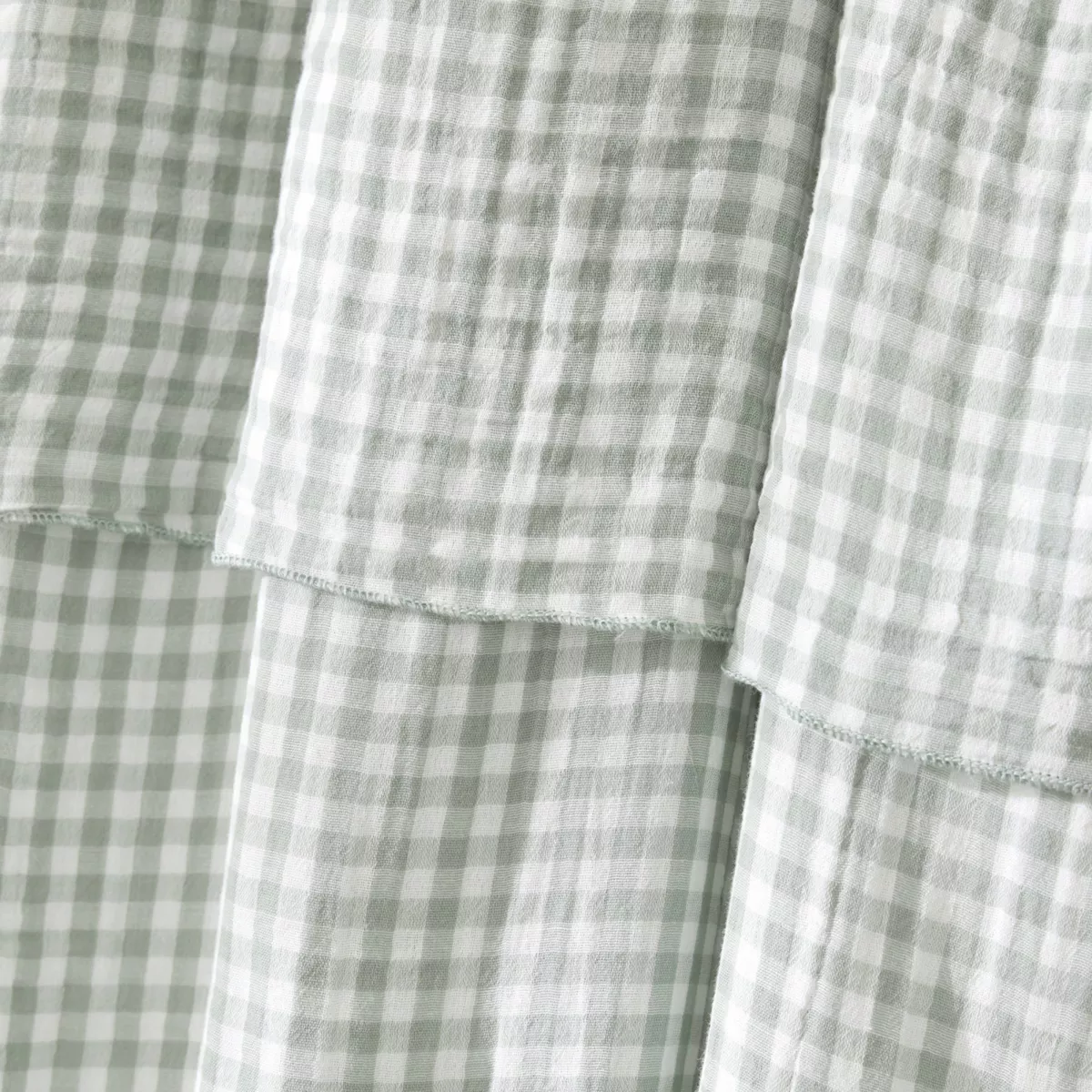 Cortina de gasa de algodón ajustable (140 x máximo 300 cm) Gaïa vichy Verde eucalipto