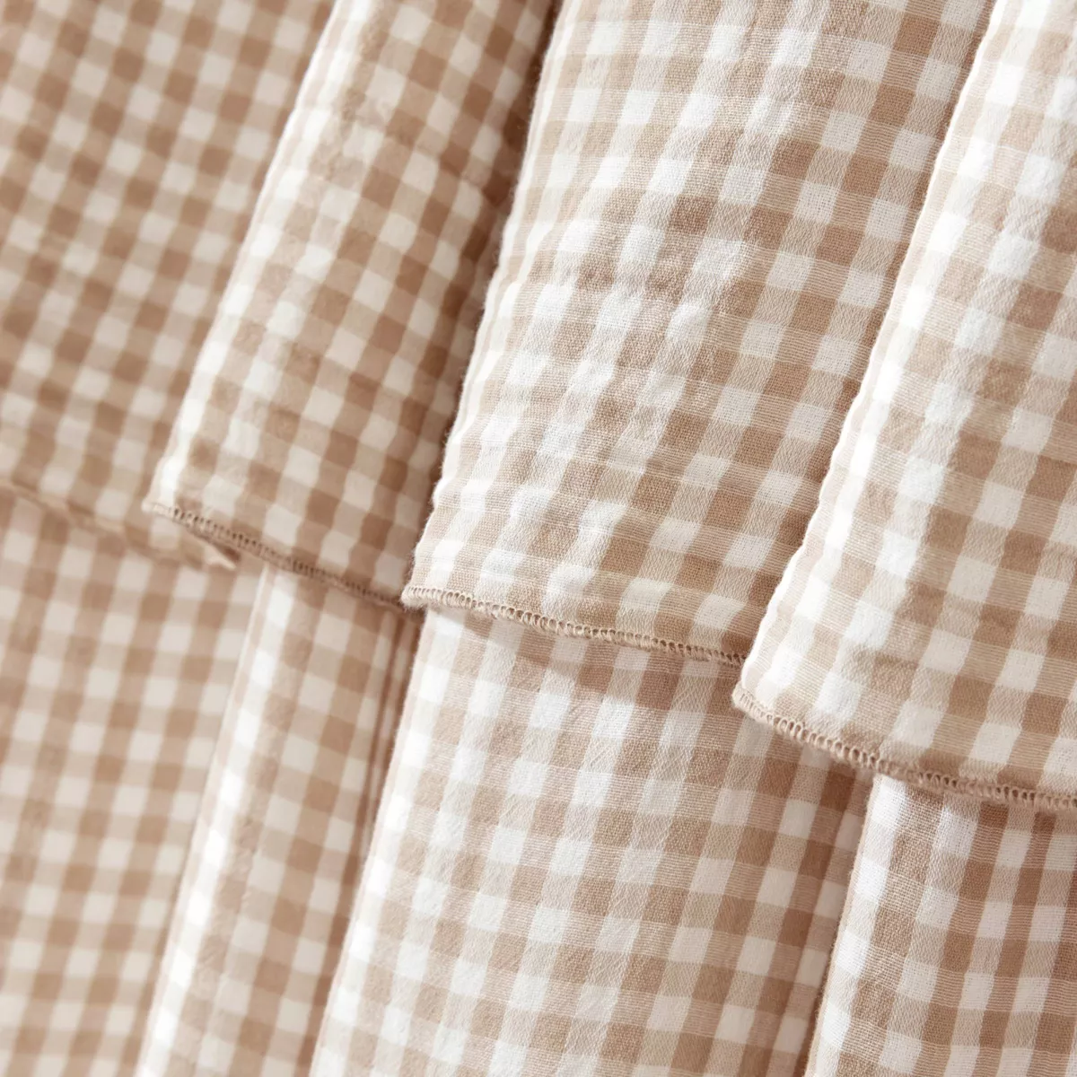 Verstelbare katoenen gaasgordijn (140 x max 300 cm) Gaïa vichy Ficelle