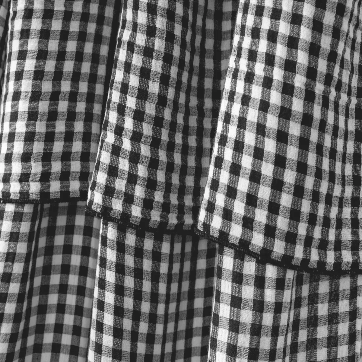 Verstellbarer Baumwoll-Gaze-Vorhang (140 x max 300 cm) Gaïa Vichy Schwarz