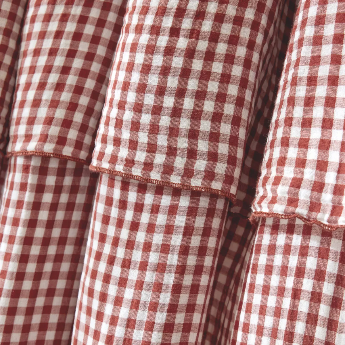 Tenda in doppio voile di cotone regolabile (140 x max 300 cm) Gaïa vichy Terracotta