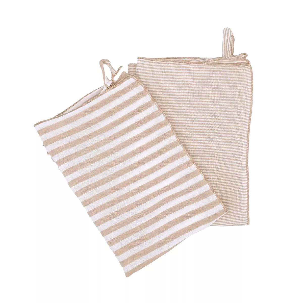 EM - Lot de 2 essuie-mains 50 x 70 cm Gaze de coton tissŽe teinte GAìA RAYURES Ficelle