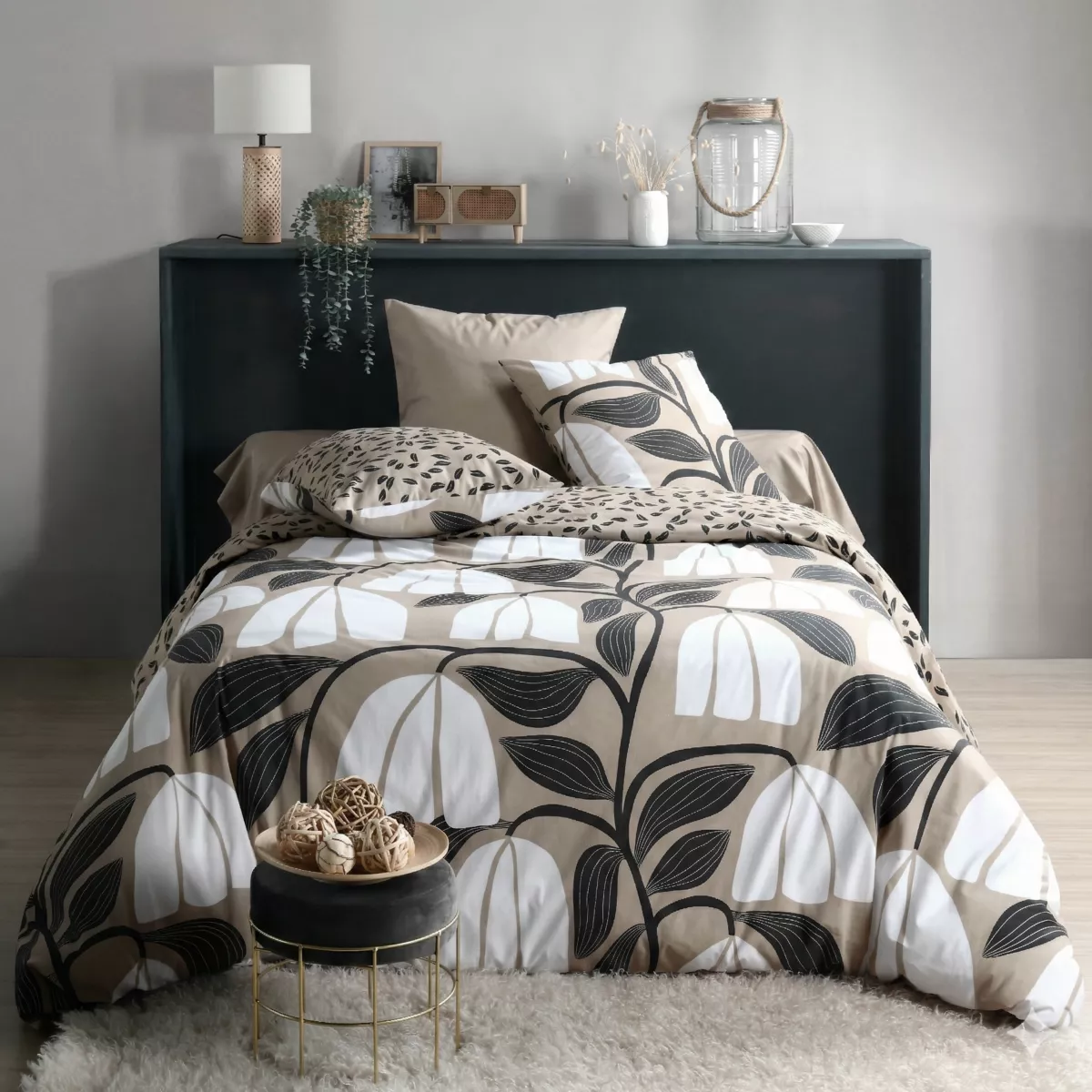 Copripiumino in percalle di cotone (240 x 220 cm) Joyna Beige