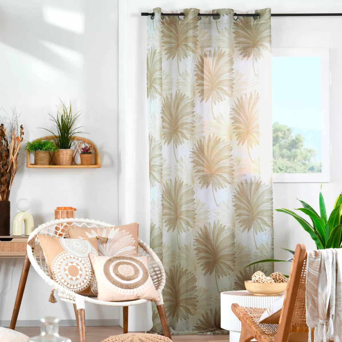 Tenda a voile effetto lino (140 x 260 cm) Mekong Beige