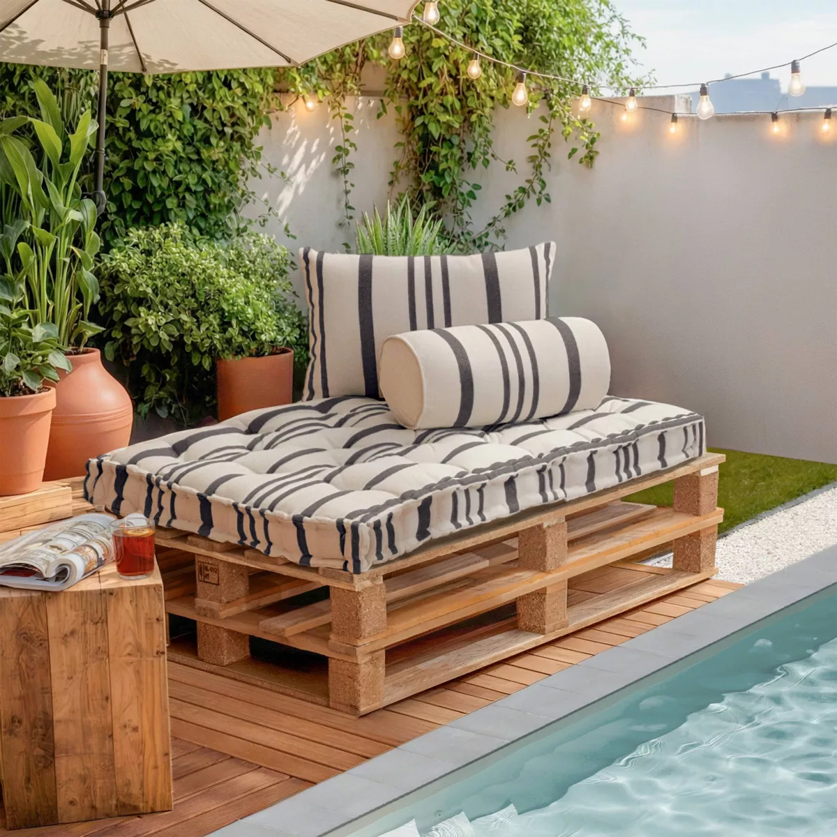 Cuscino per pallet da esterno rettangolare (120 x 80 cm) Nautira Grigio ardesia