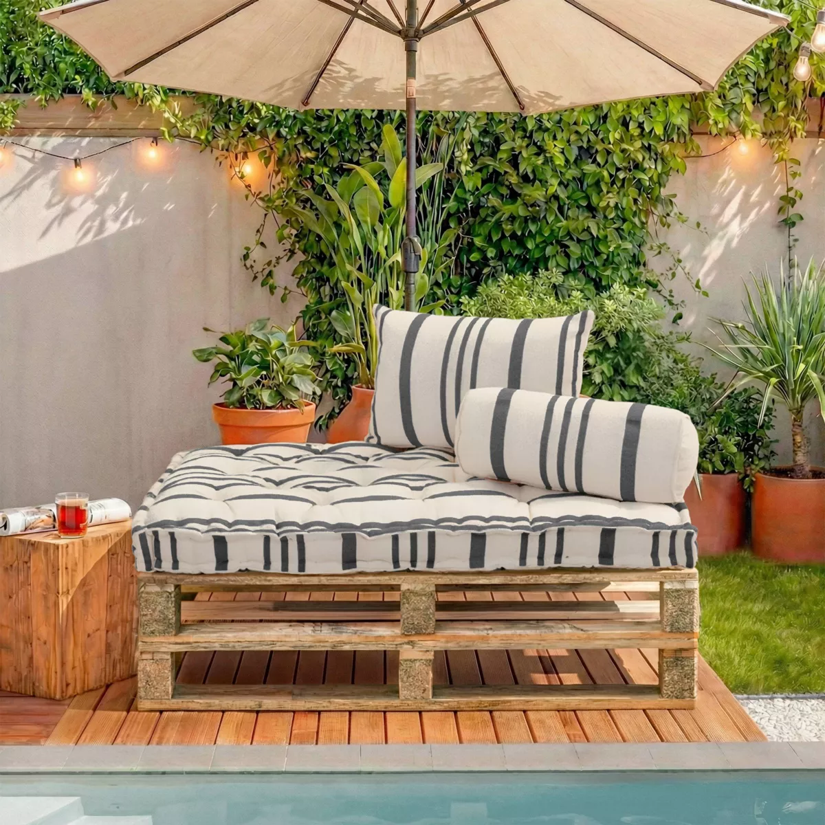 Cuscino per pallet da esterno rettangolare (120 x 80 cm) Nautira Grigio ardesia