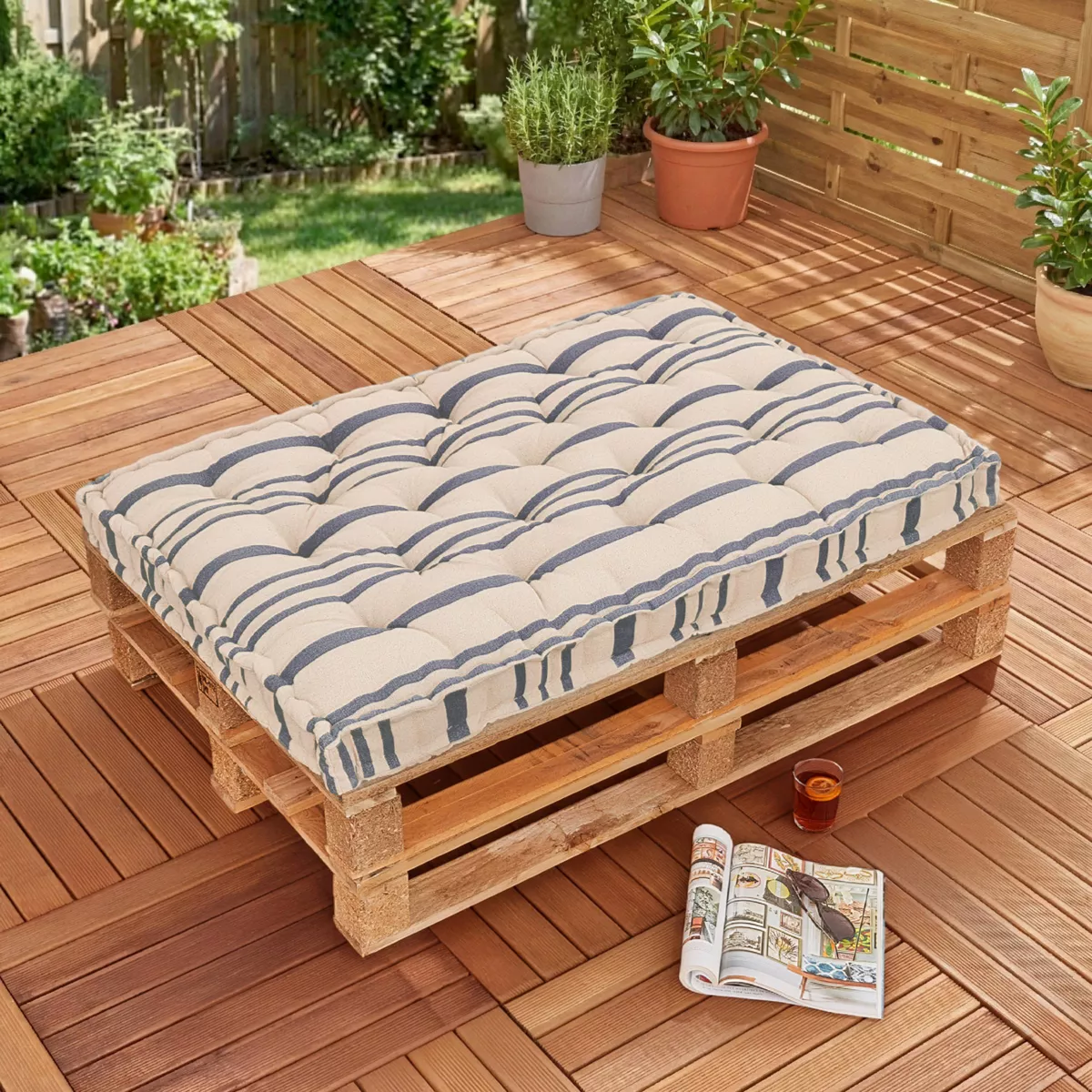 Cuscino per pallet da esterno rettangolare (120 x 80 cm) Nautira Blu navy