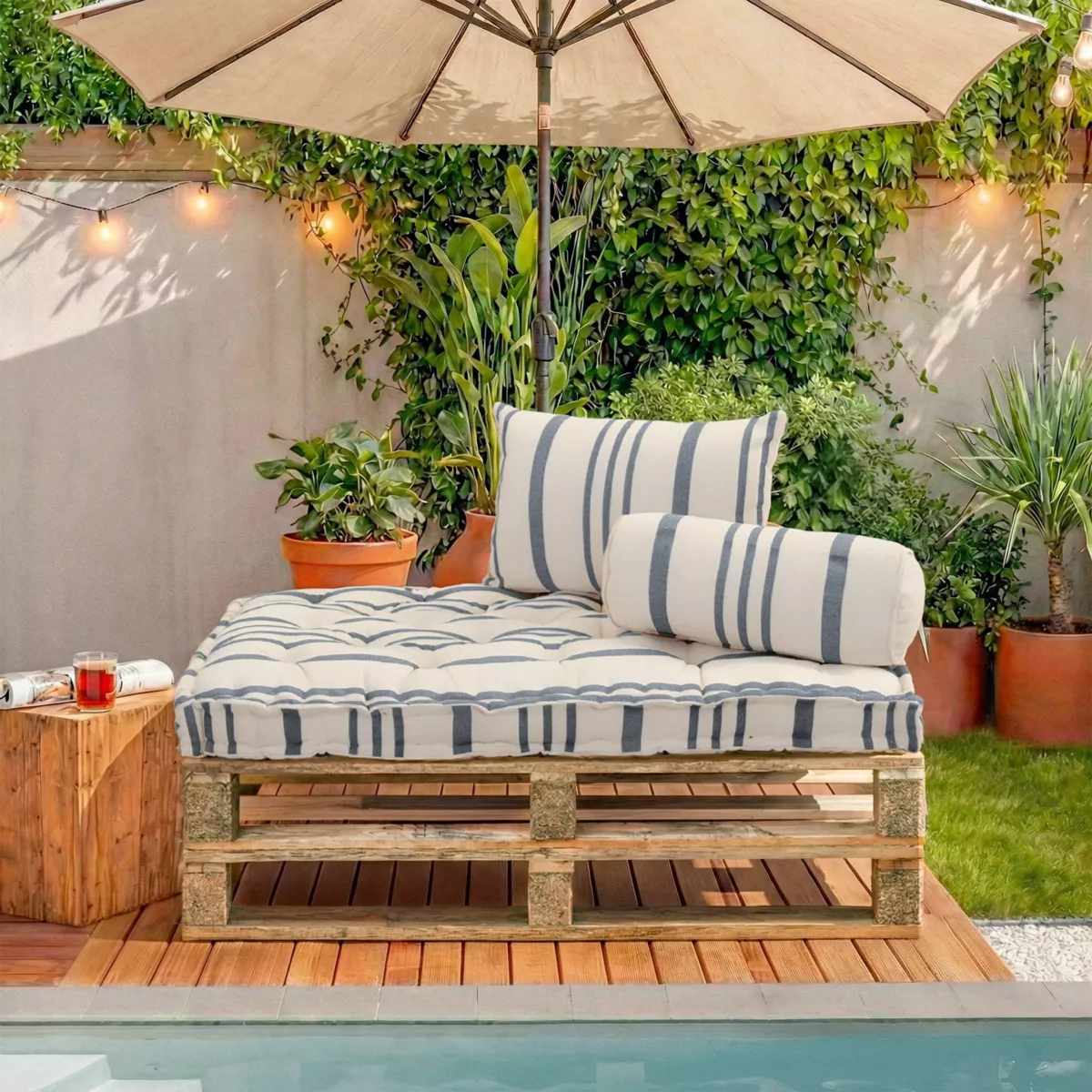 Cuscino per pallet da esterno rettangolare (120 x 80 cm) Nautira Blu navy