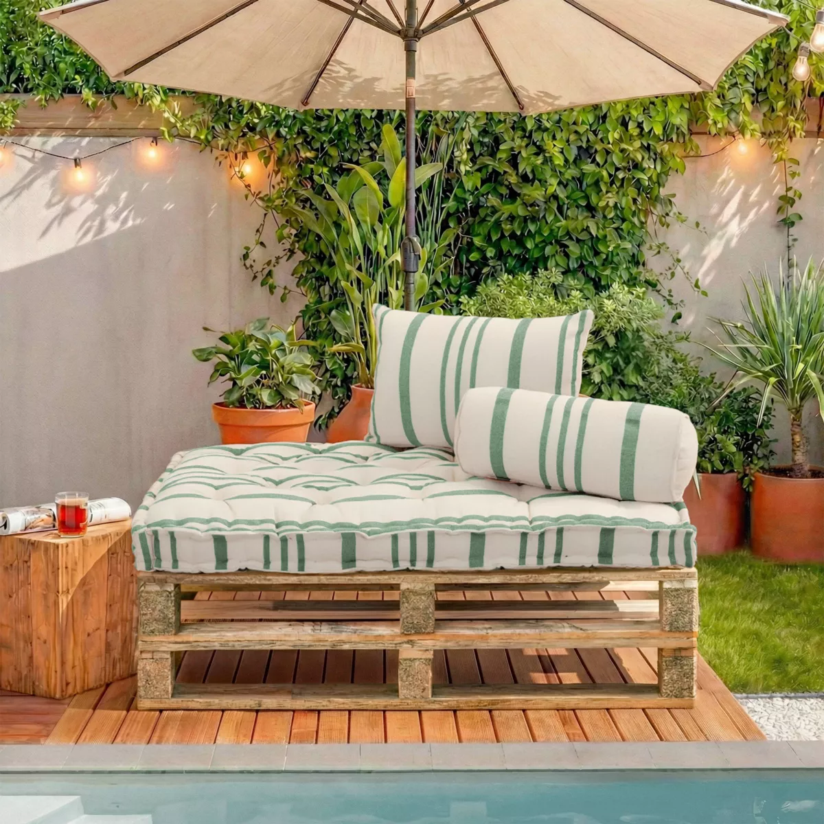 Cuscino per pallet da esterno rettangolare (120 x 80 cm) Nautira Verde