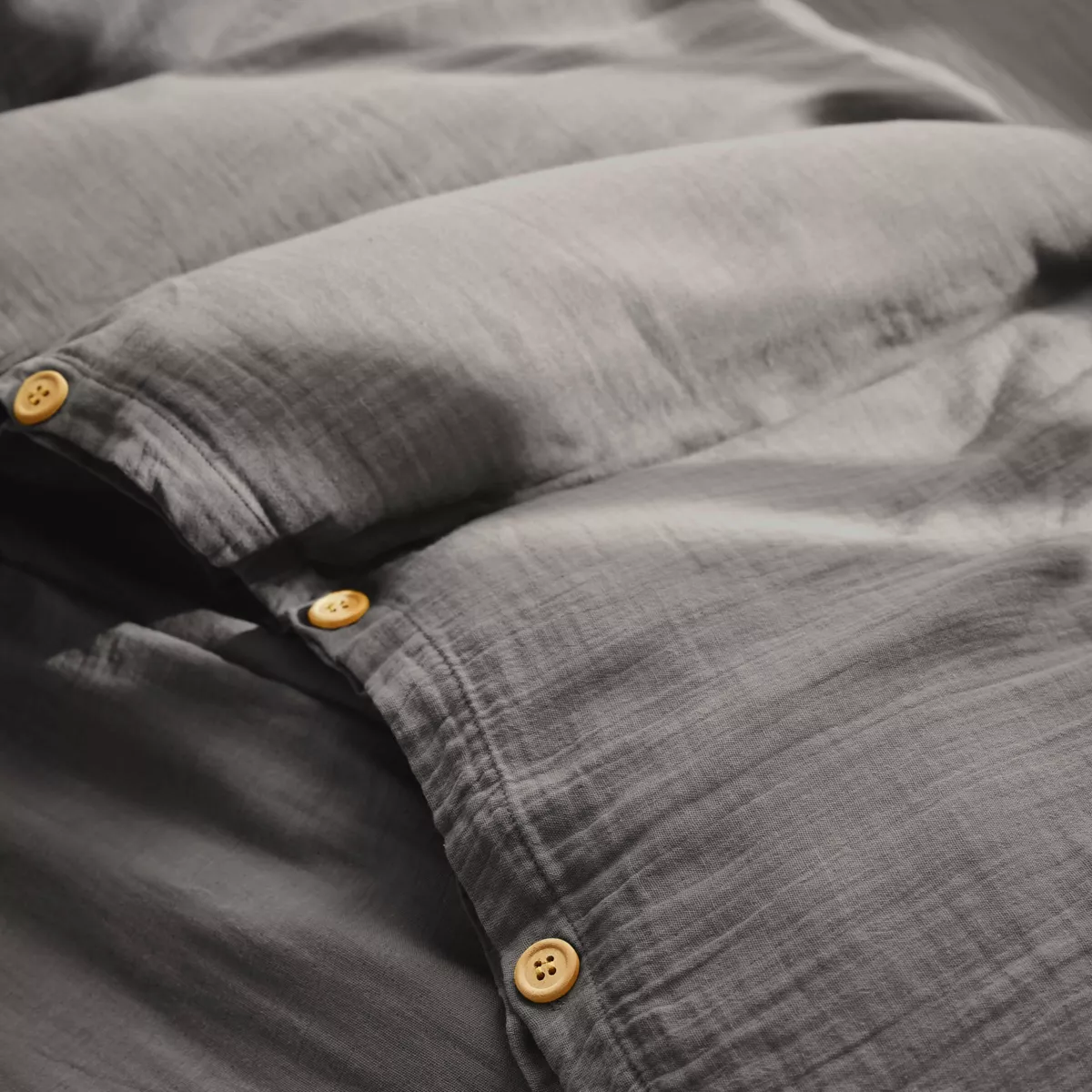 Copripiumino garza di cotone (260 cm) Gaïa Grigio granito 2