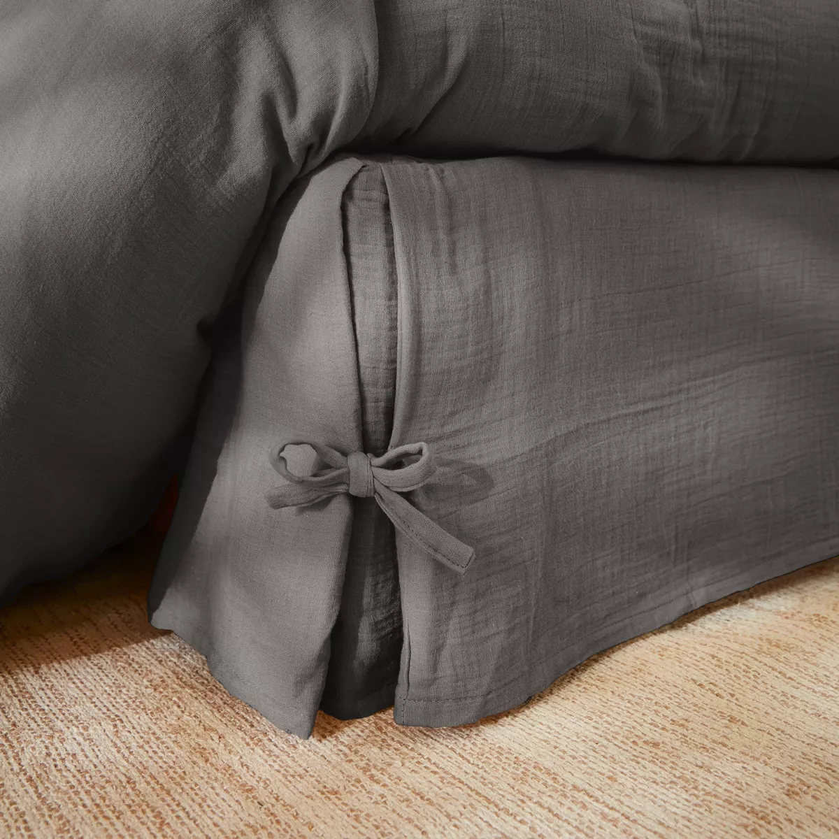 Cubre -somier Gasa de algodón (90 x 190 cm) Gaïa Gris granito 2