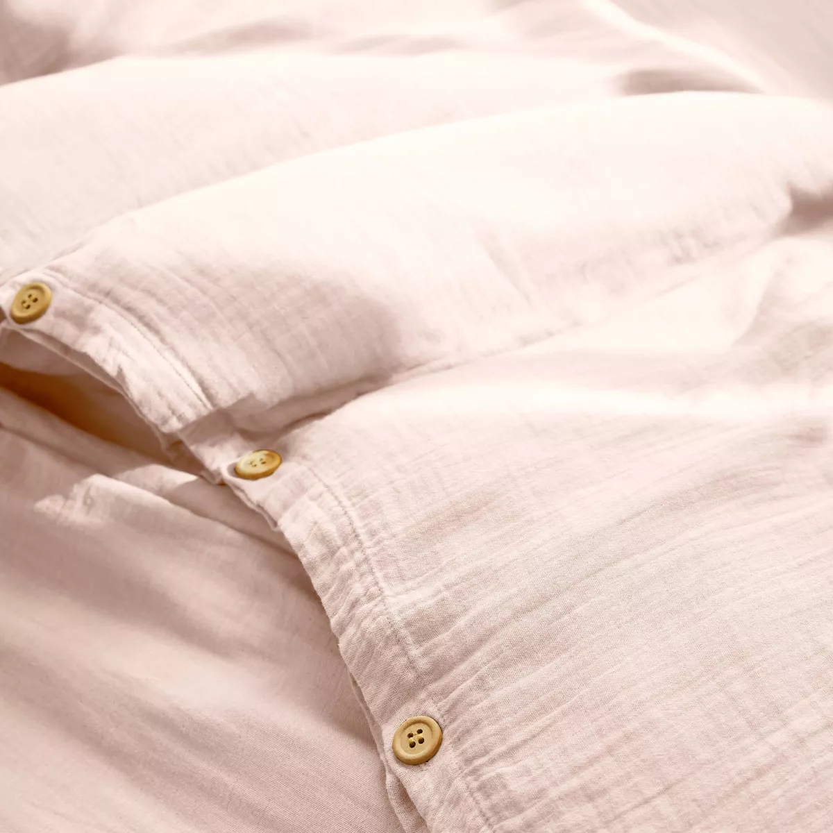 Housse de couette gaze de coton (200 cm) Gaïa Rose poudré 2