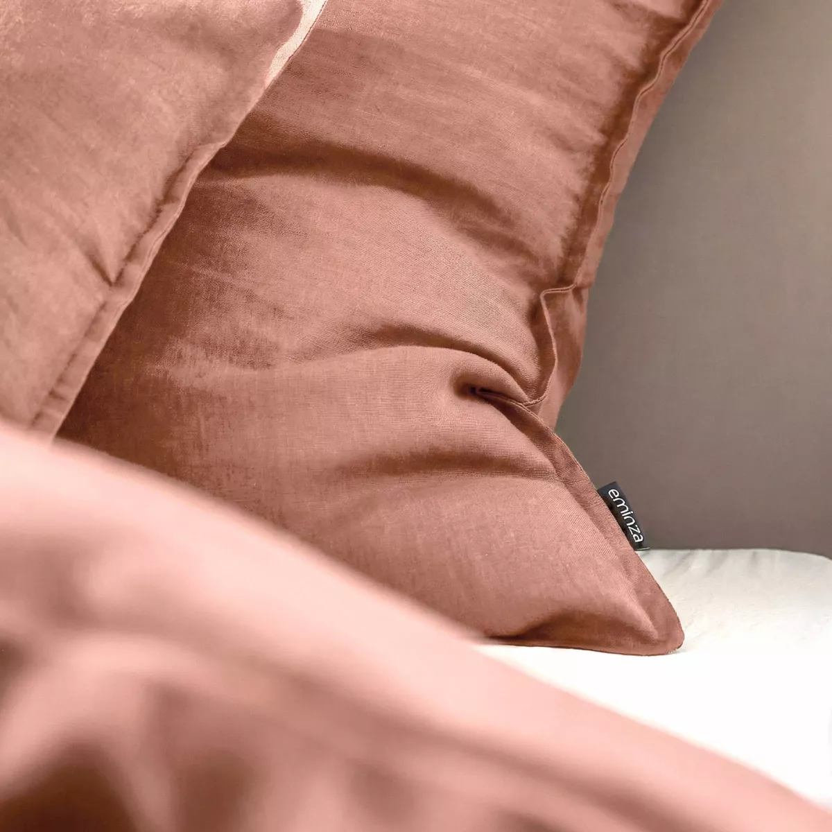 Funda de almohada Cuadrada de lino lavado (60 x 60 cm) Louise Rosa Viejo