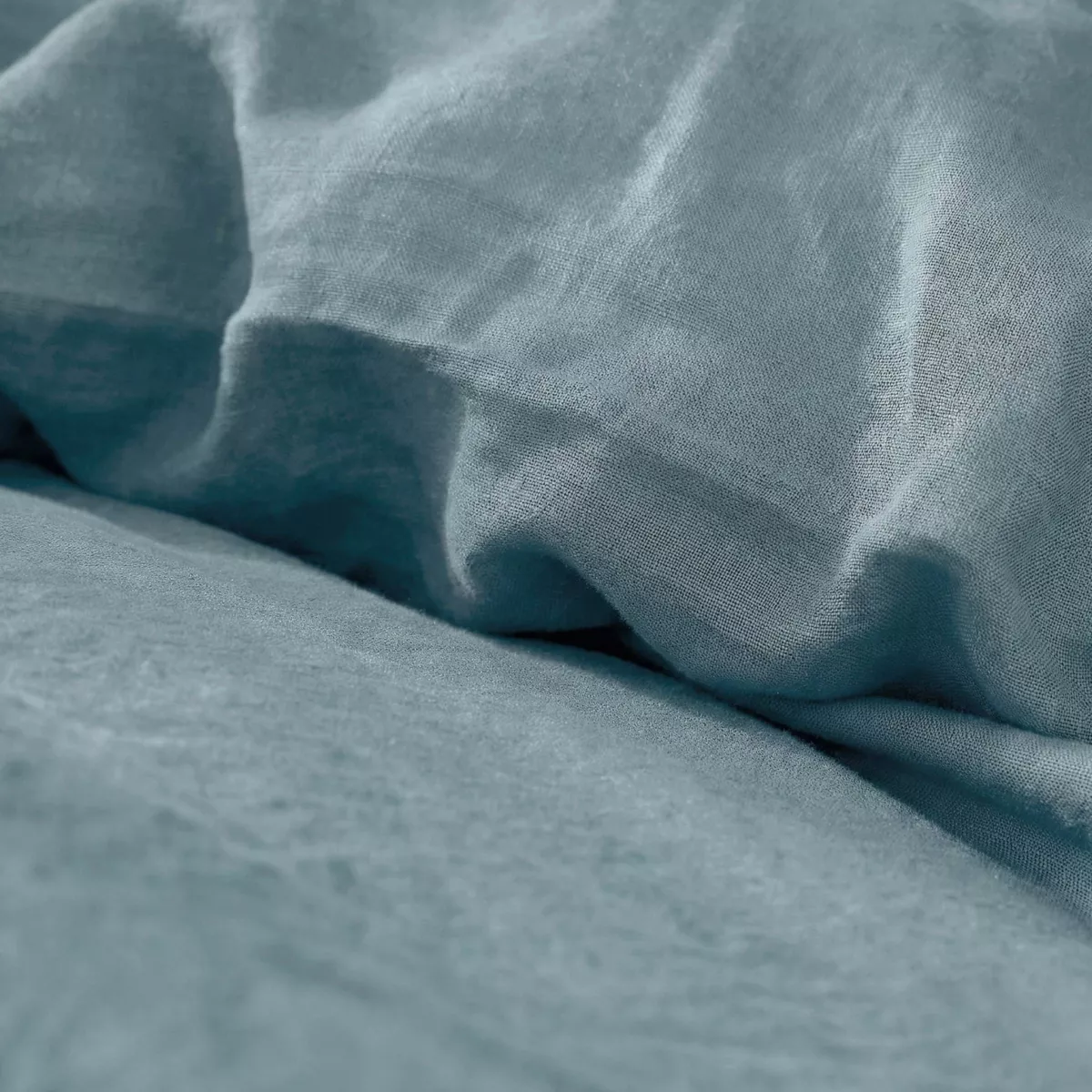 Housse de couette lin lavé (260 x 240 cm) Louise Bleu Azur