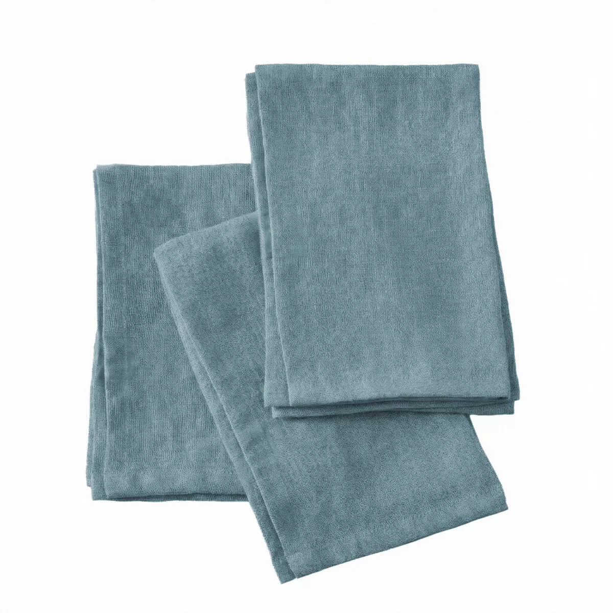 Lot de 3 serviettes lin lavé (40 x 40 cm) Louise Bleu Azur