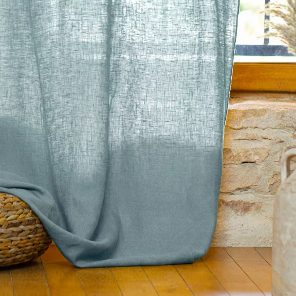 Tenda regolabile in lino azzurro (140 x max 270 cm) Louise Blu Azzurro