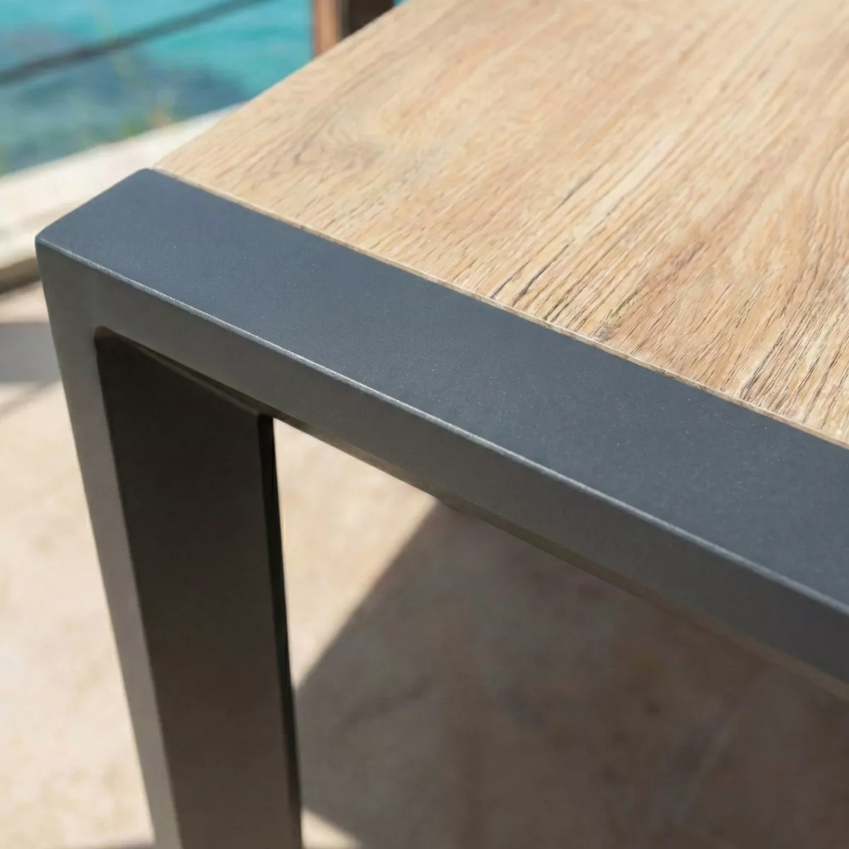 Tavolo da giardino estensibile in alluminio 12 posti (195/247/300 x 96 cm) Amalfi Grigio antracite e legno