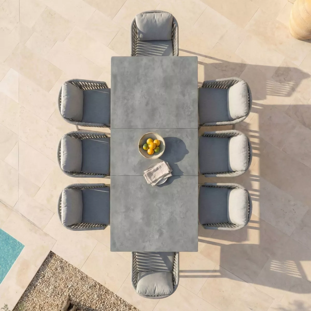 Table de jardin extensible en aluminium 12 places (240/300 x 96 cm) Amalfi Gris anthracite