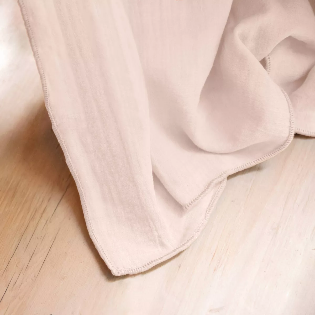 Nappe rectangulaire gaze de coton (150 x 350 cm) Gaïa Rose poudré