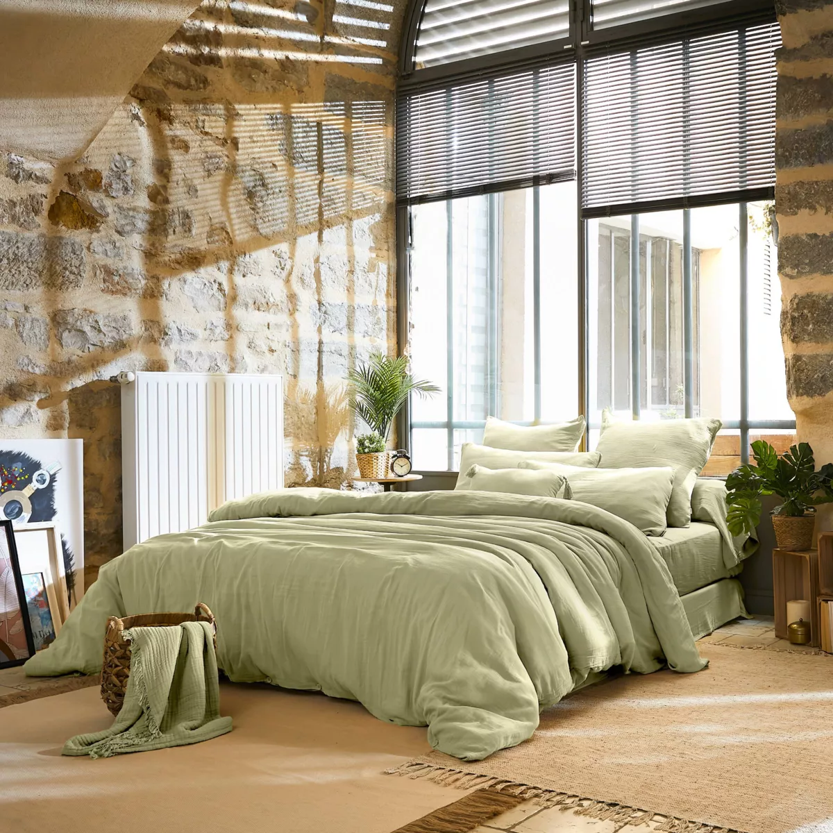 Funda nórdica gasa de algodón (260 cm) Gaïa Verde tilo