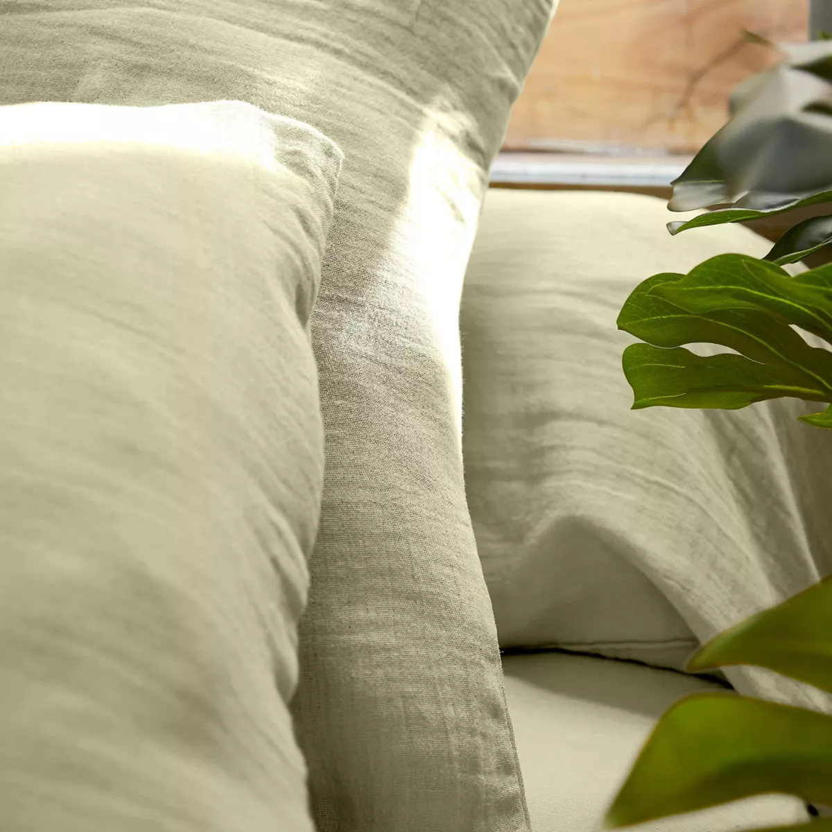 Drap plat gaze de coton (270 cm) Gaïa Vert tilleul