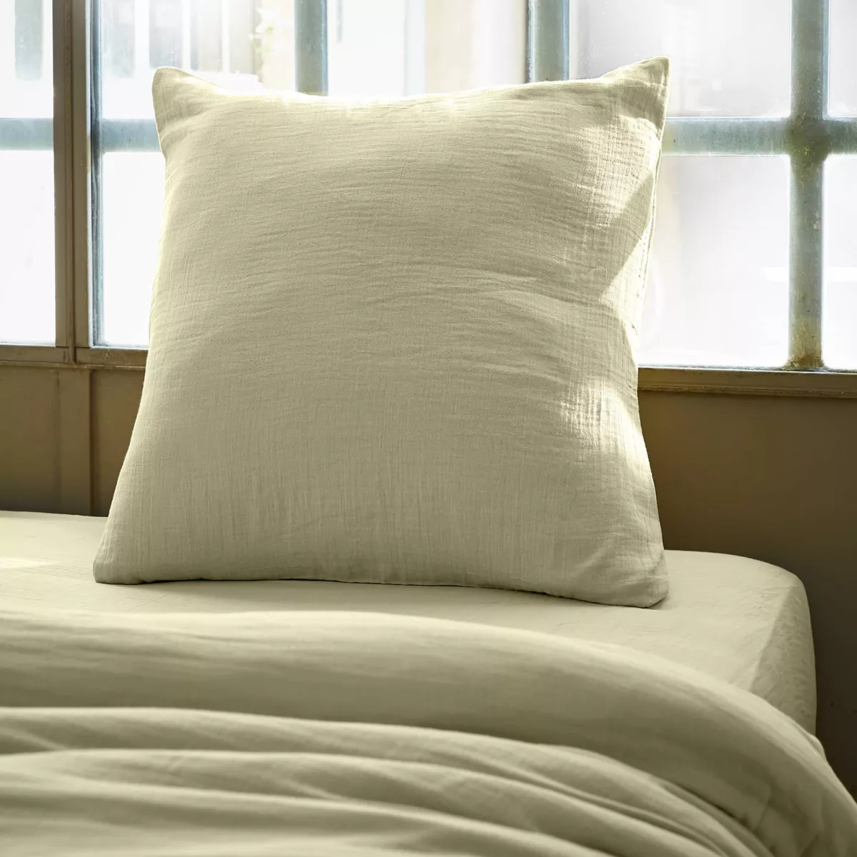 Federa quadrata garza di cotone (60 cm) Gaïa Verde tiglio 1