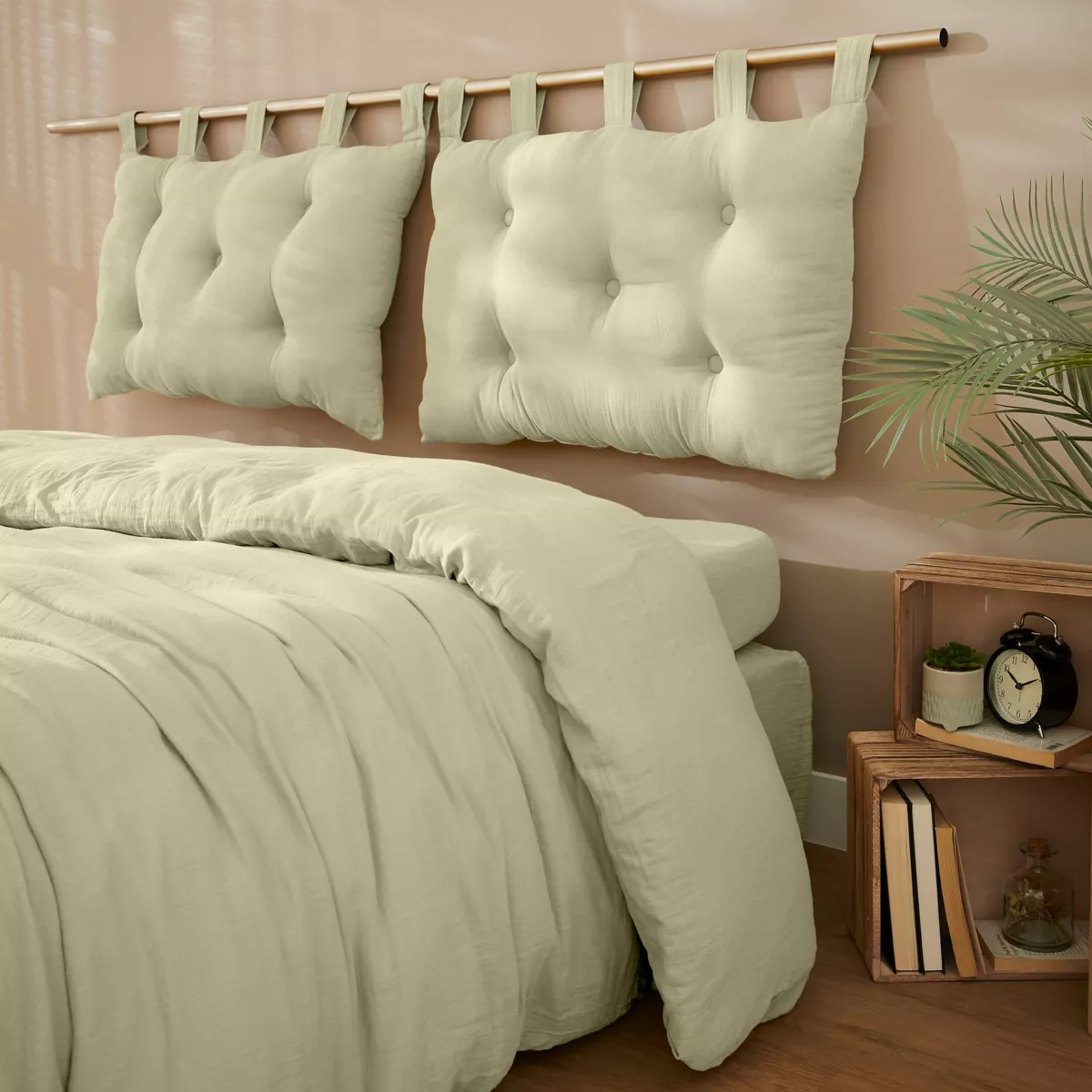 Testata letto garza di cotone (80 cm) Gaïa Verde salvia