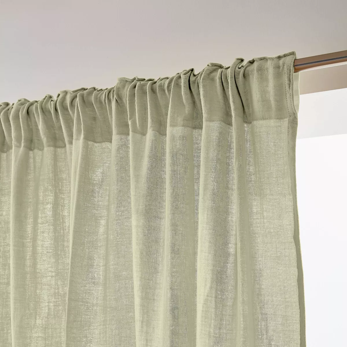 Tenda in  garza di cotone a passanti nascosti (140 x 240 cm) Gaïa Verde tiglio