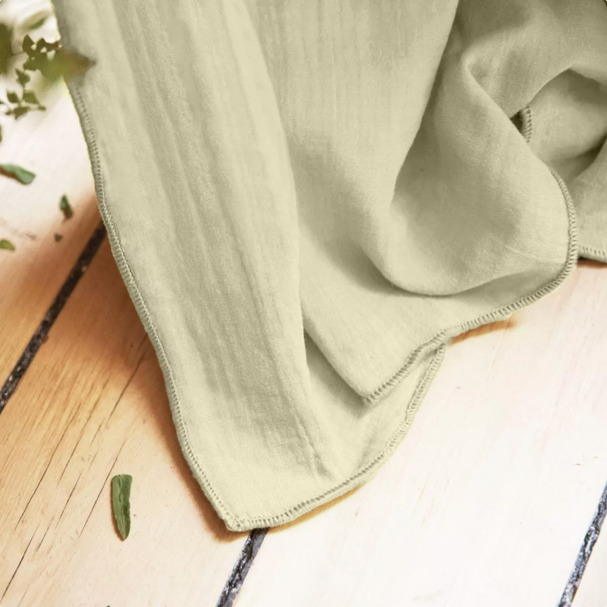 Rideau gaze de coton galon fronceur (140 x 240 cm) Gaïa Vert tilleul