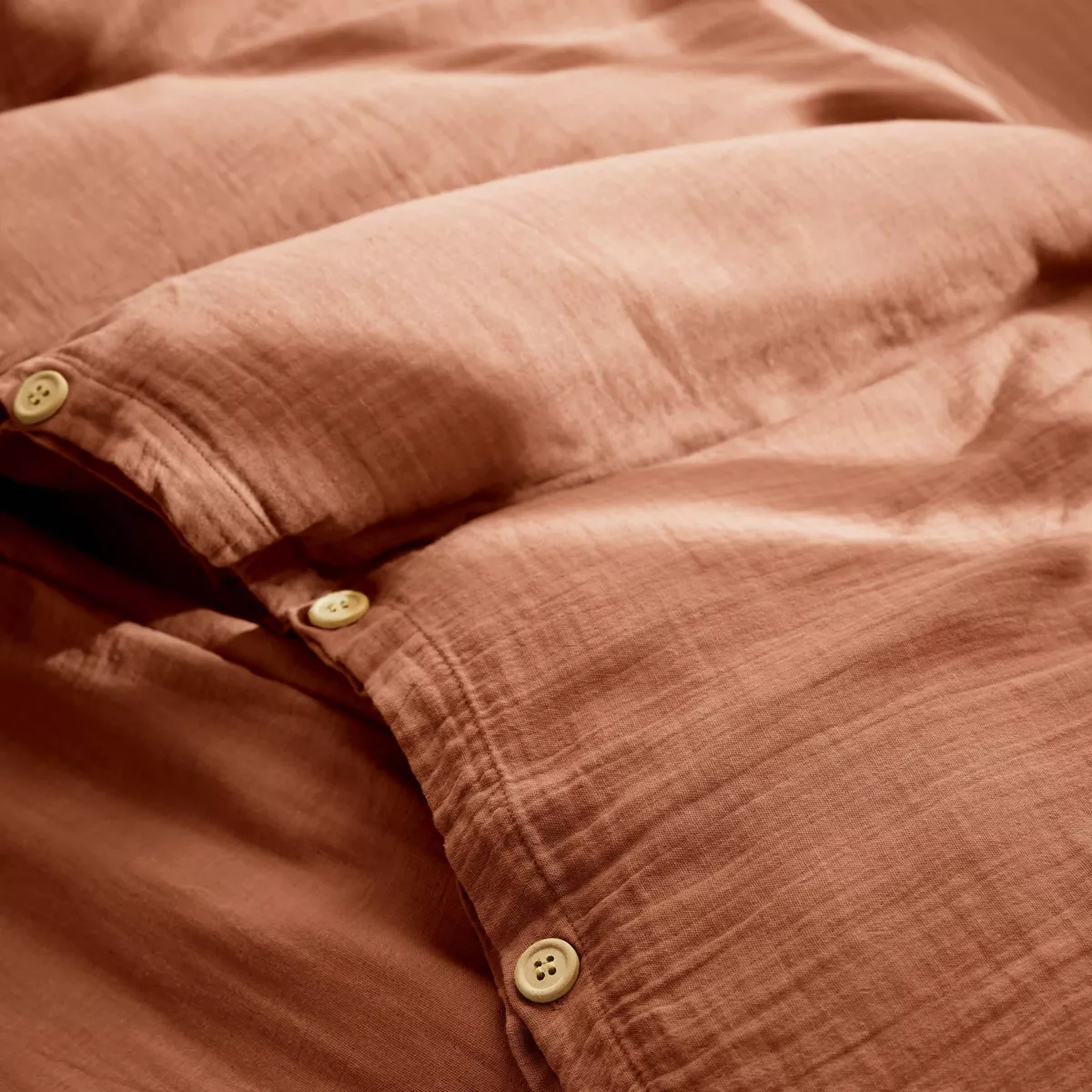 Housse de couette gaze de coton (260 cm) Gaïa Terracotta 2