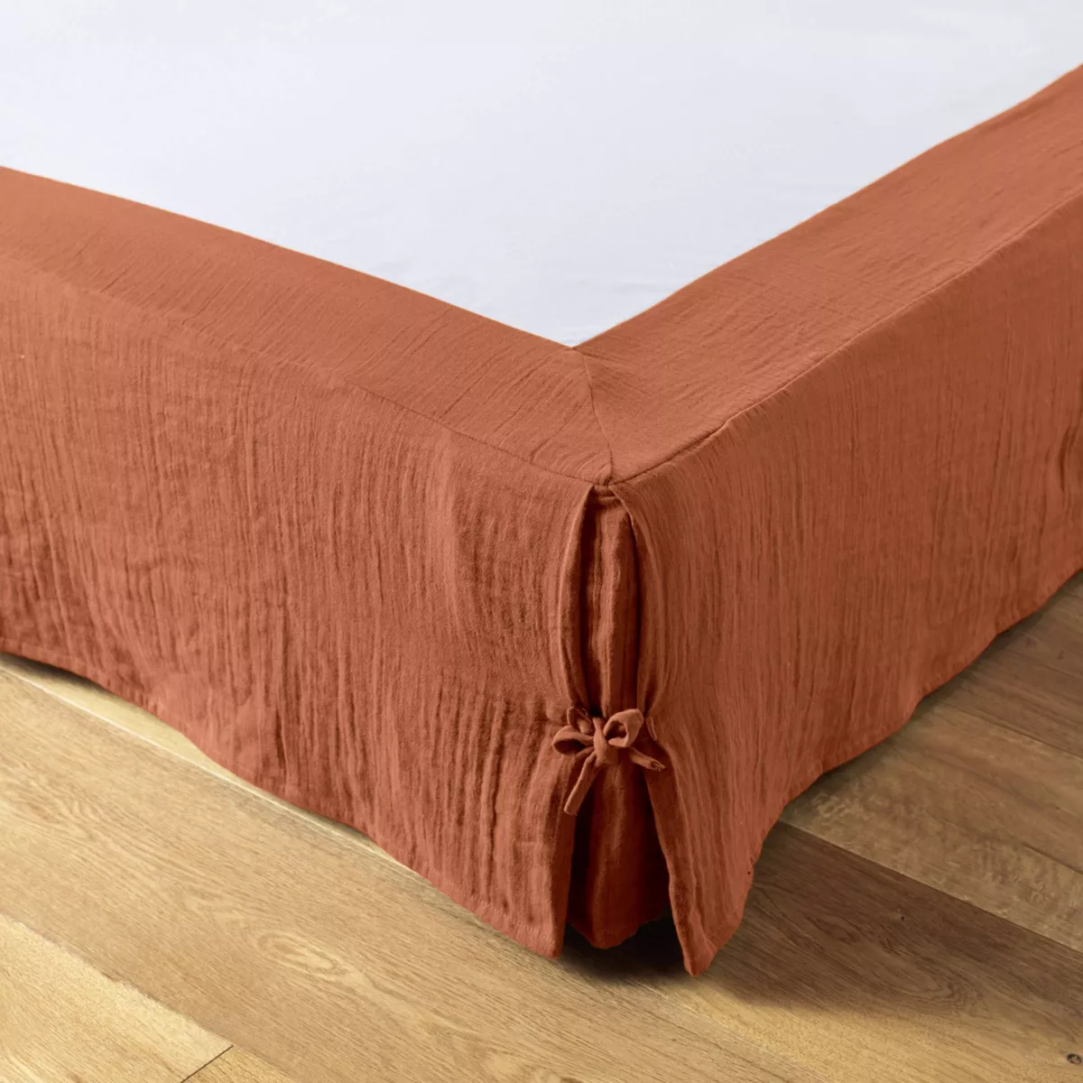 Cubre -somier Gasa de algodón (160 x 200 cm) Gaïa Terracota 3