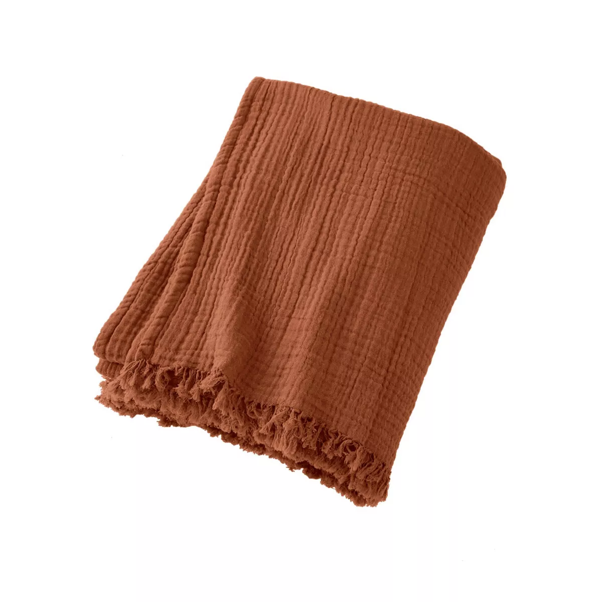 Plaid gaze de coton (130 x 160 cm) Gaïa Terracotta - Déco textile - Eminza