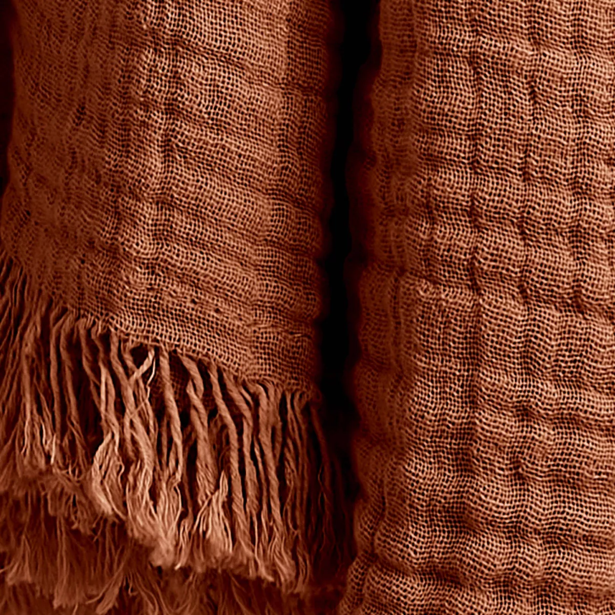 Plaid garza di cotone (220 cm) Gaïa Terracotta 2