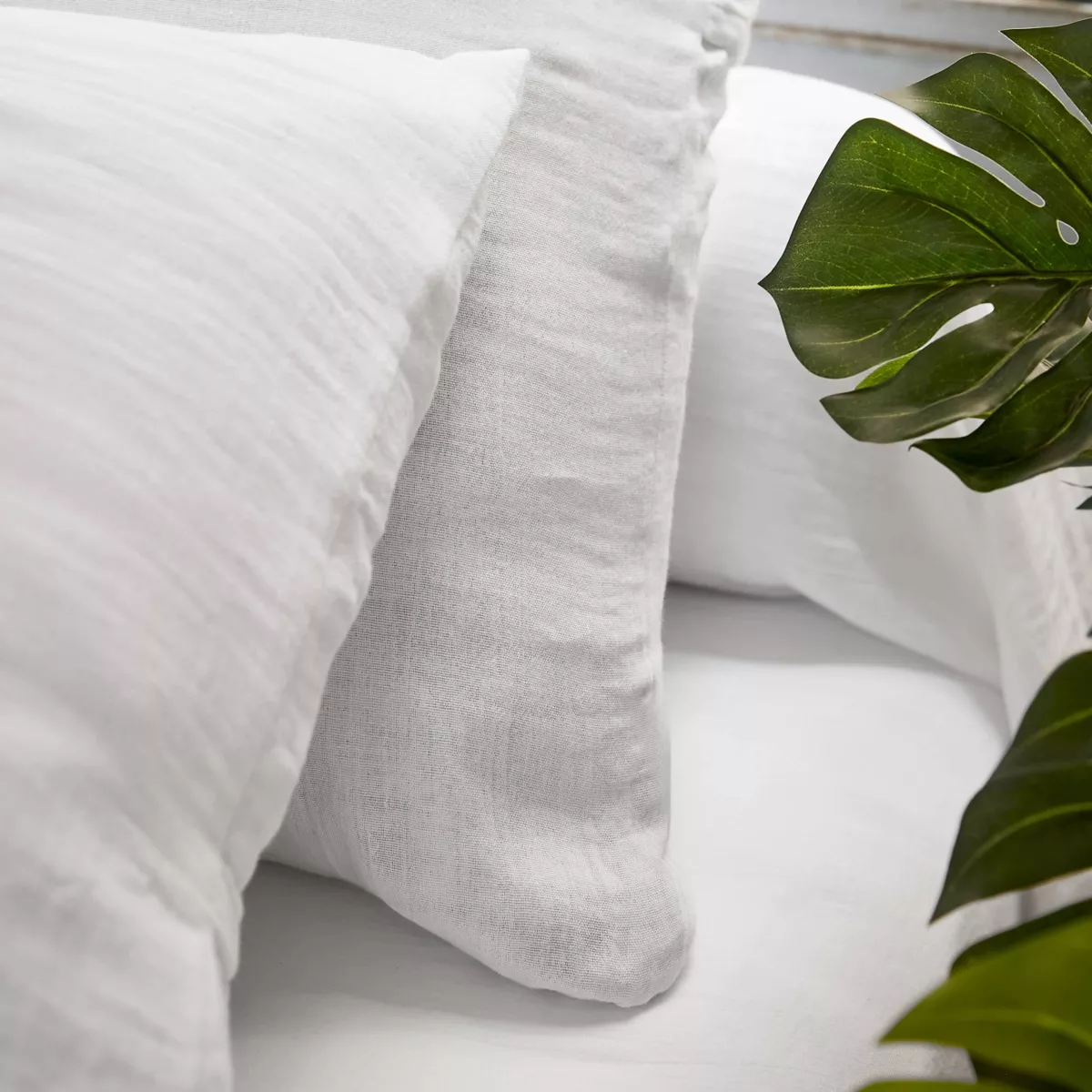 Drap plat gaze de coton (240 x 300 cm) Gaïa Blanc chantilly