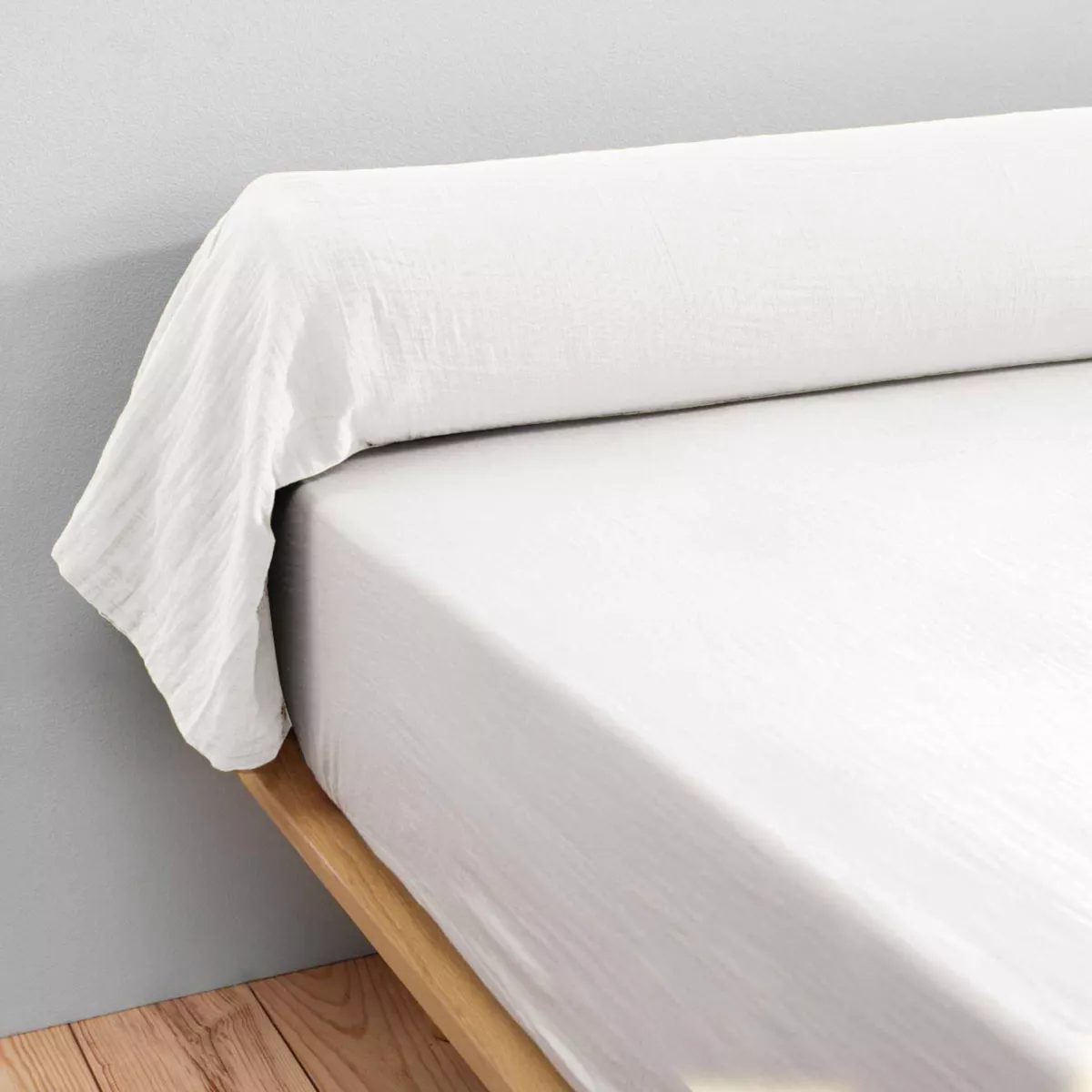 Taie de traversin gaze de coton (L185 cm) Gaïa Blanc chantilly 3