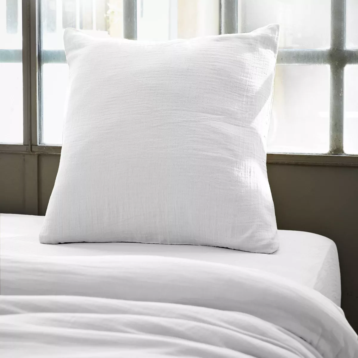 Kussensloop vierkant katoengaas (60 cm) Gaïa Roomwit 1