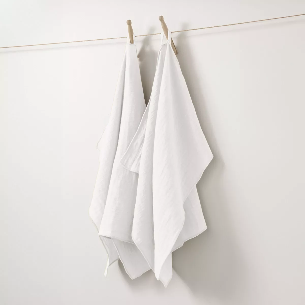 Lot de 2 essuie-mains gaze de coton (70 cm) Gaïa Blanc chantilly