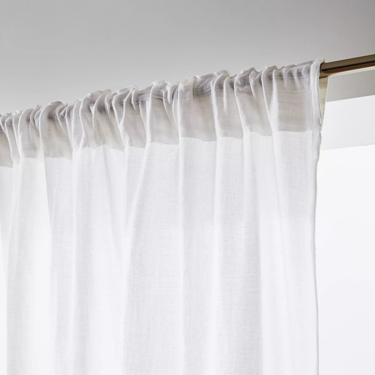 Rideau gaze de coton galon fronceur (180 x 240 cm) Gaïa Blanc chantilly