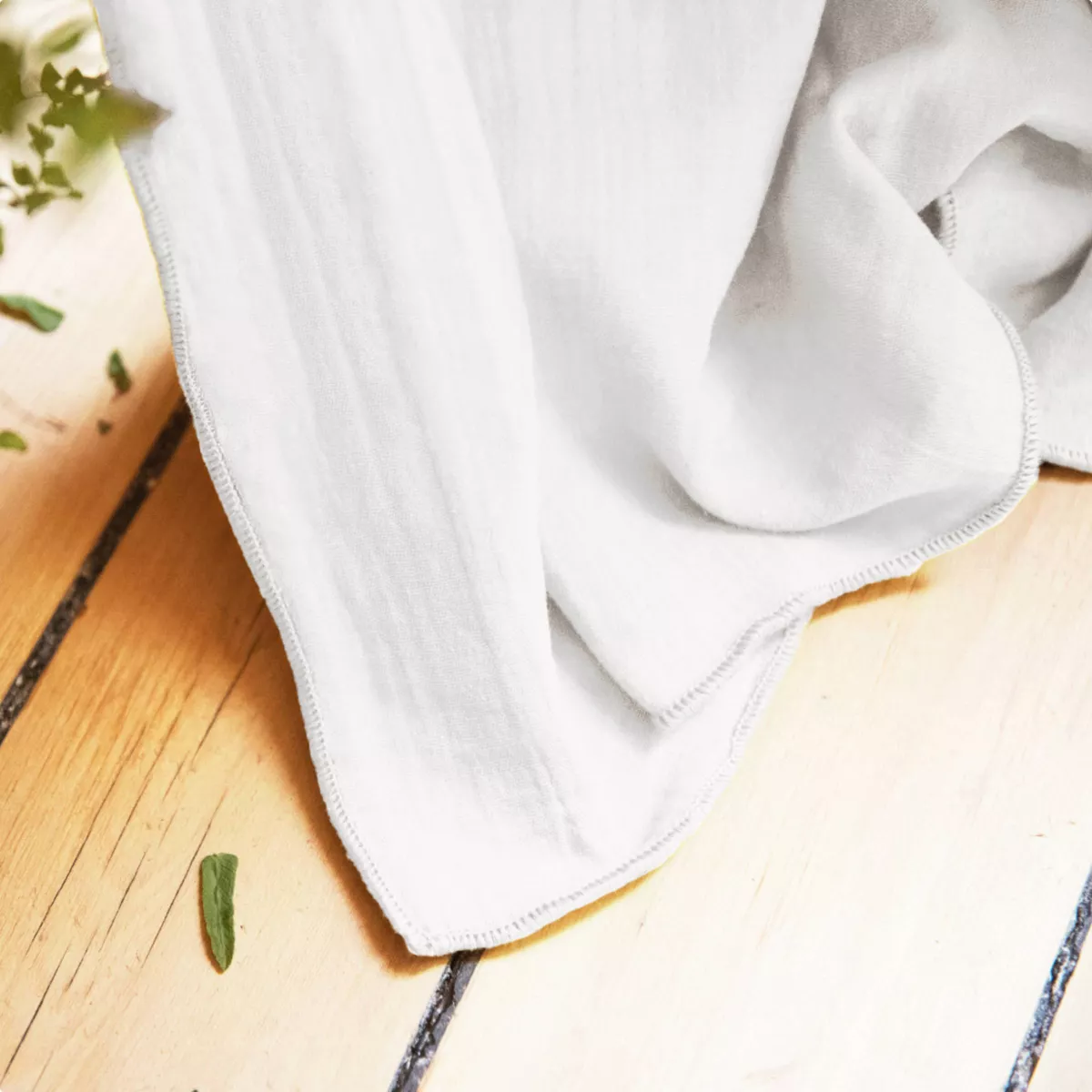 Rideau gaze de coton galon fronceur (180 x 240 cm) Gaïa Blanc chantilly