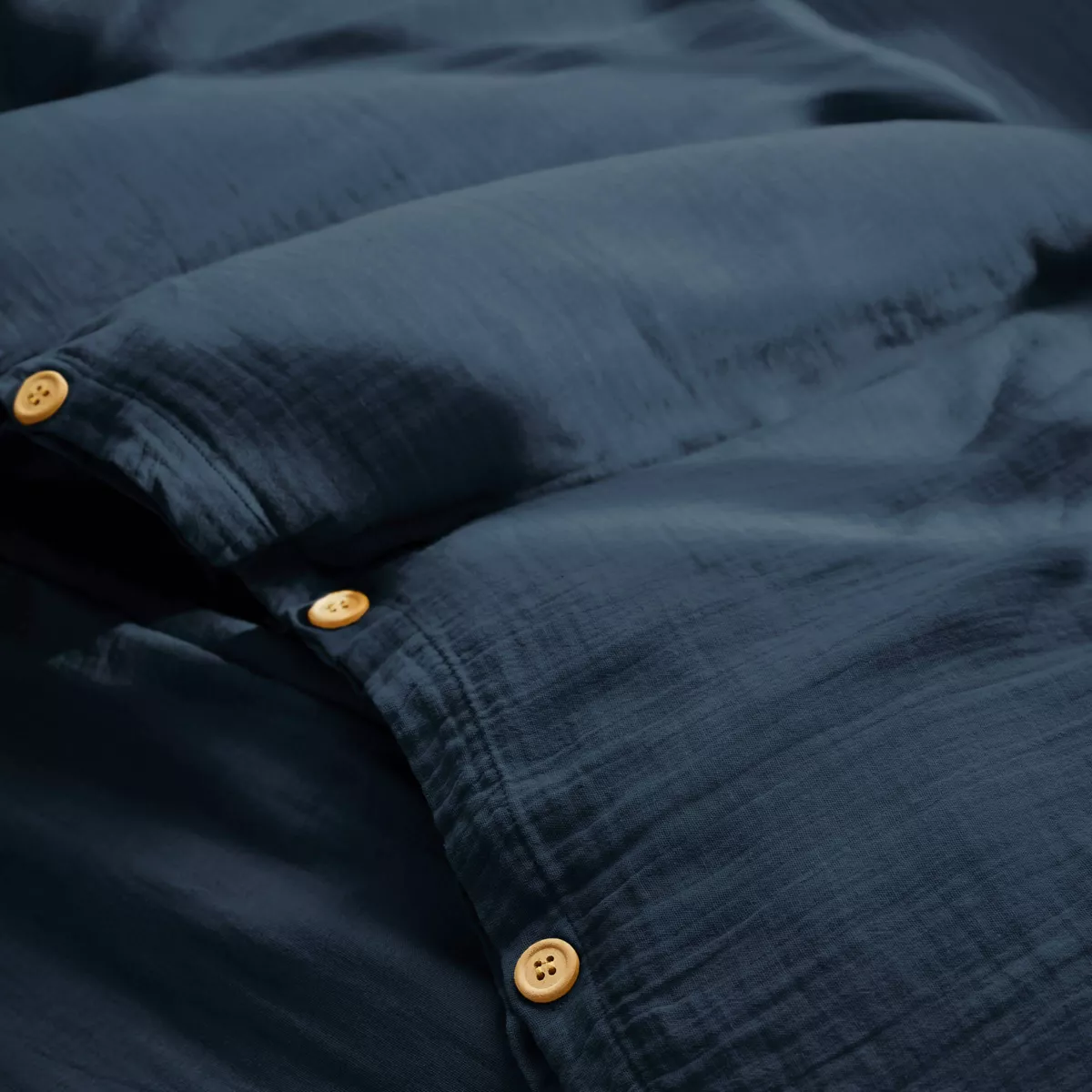 Housse de couette gaze de coton (260 cm) Gaïa Bleu nuit 2