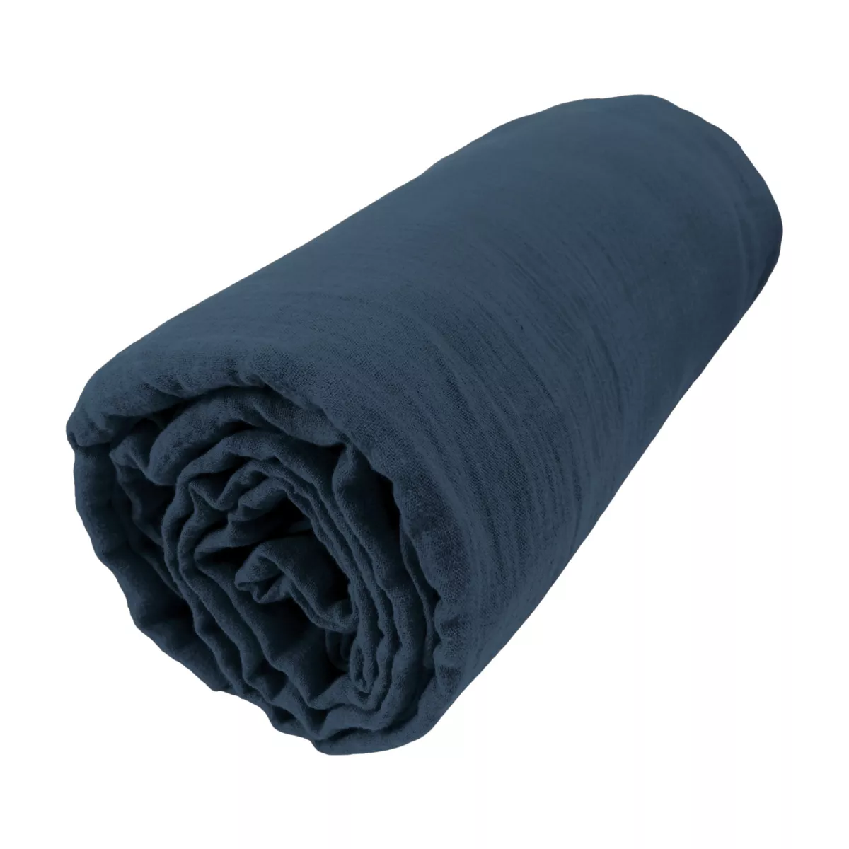 Drap housse gaze de coton (180 cm) Gaïa Bleu nuit 3