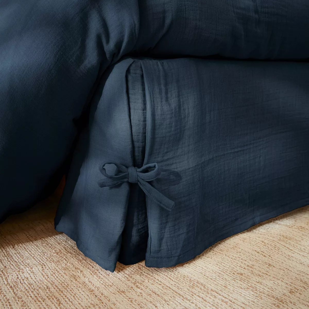 Betthusse aus Baumwoll-Gaze (160 x 200 cm) Gaïa Dunkelblau 2