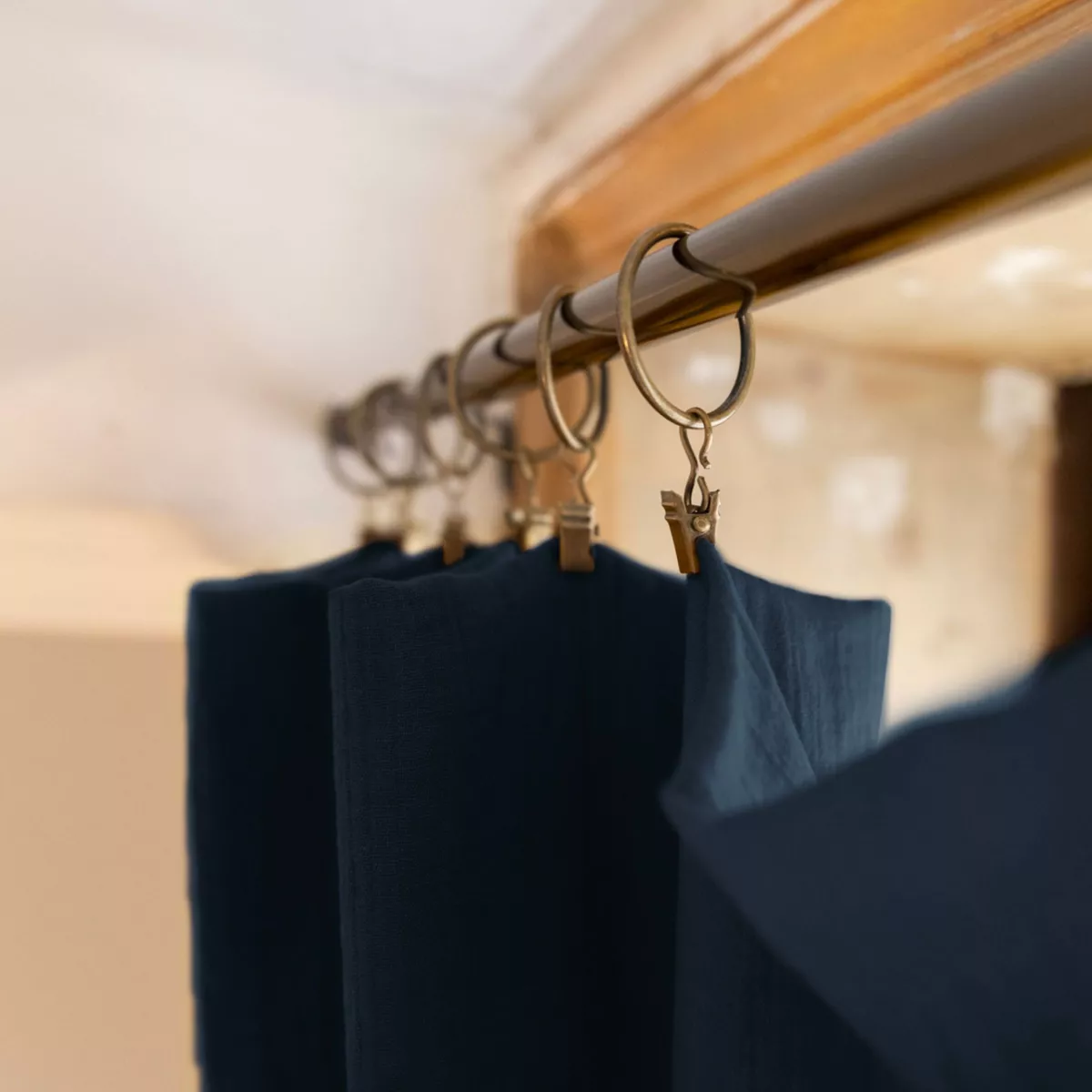 Cortina en gasa de algodón ajustable (140 x max 300 cm) Gaïa Azul noche 3