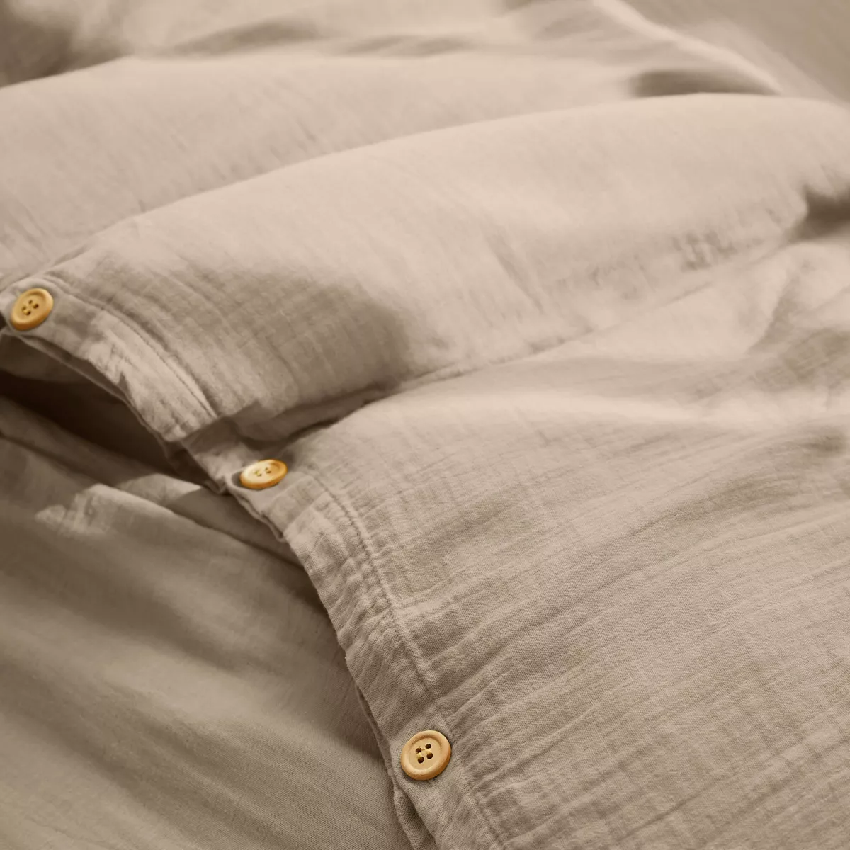 EM - Housse de couette 240 x 220 cm Gaze de coton unie GAìA Ficelle