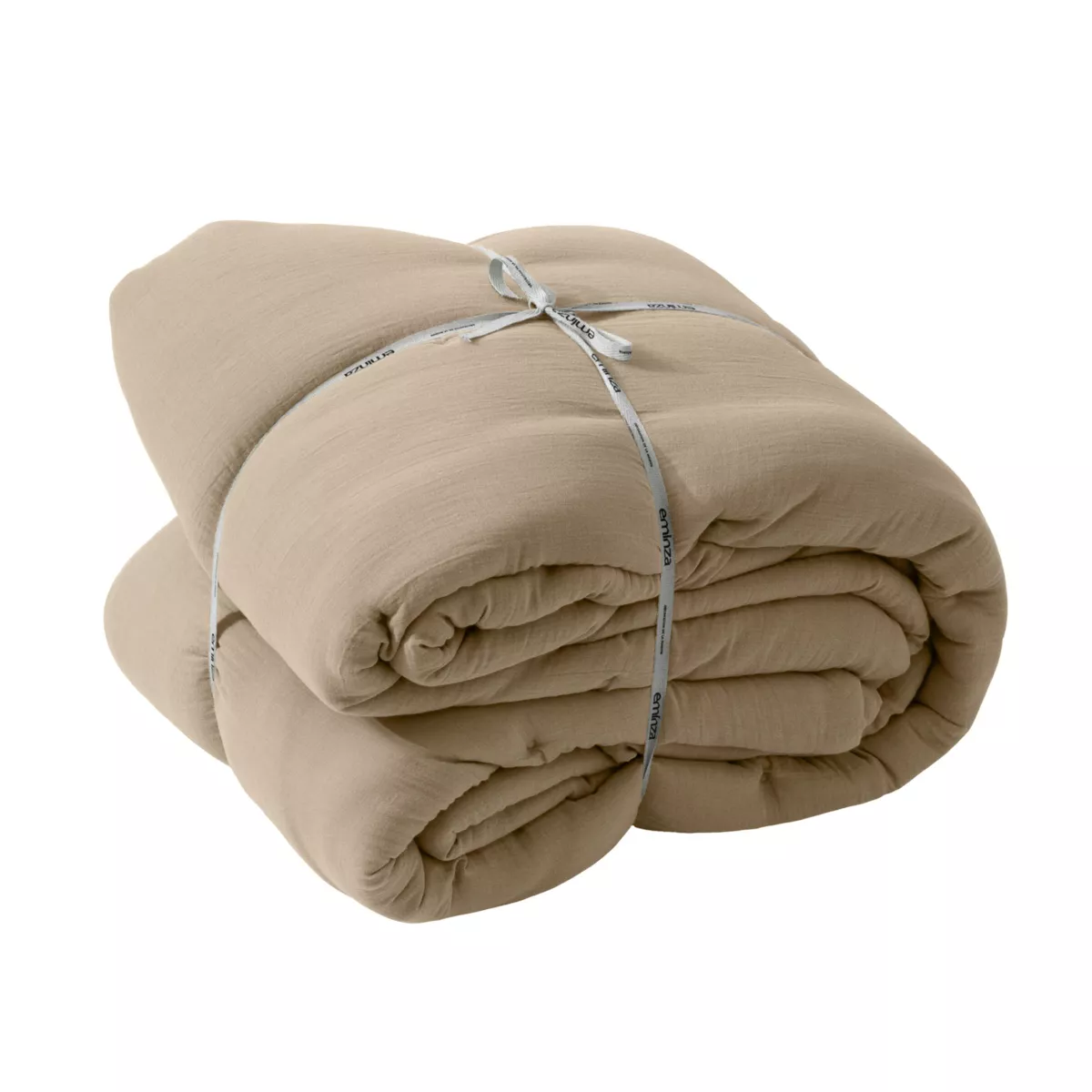 Gestikte katoenen gaas beddensprei (260 x 240 cm) Gaïa Bruin touw