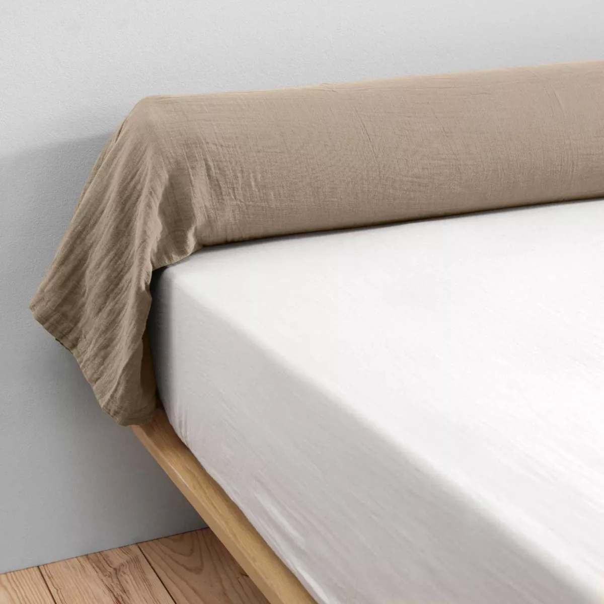 EM - Taie de traversin 85 x 185 cm Gaze de coton unie GAìA Ficelle